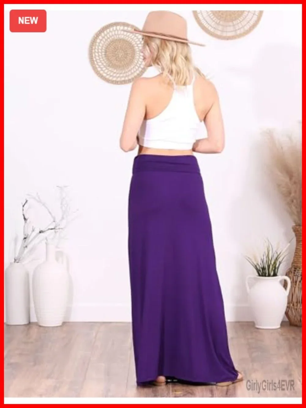 Womens Long Maxi Skirt Flowy A-Line High Rise Stretch Made in USA